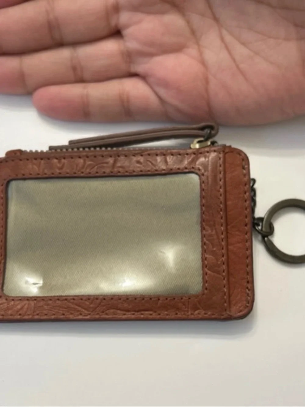 American Originals Brown Leather Card Wallet Keychain
